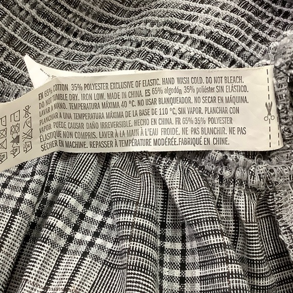 English Factory Plaid Shirred Puff Sleeve Top Crop - Picture 4 of 5